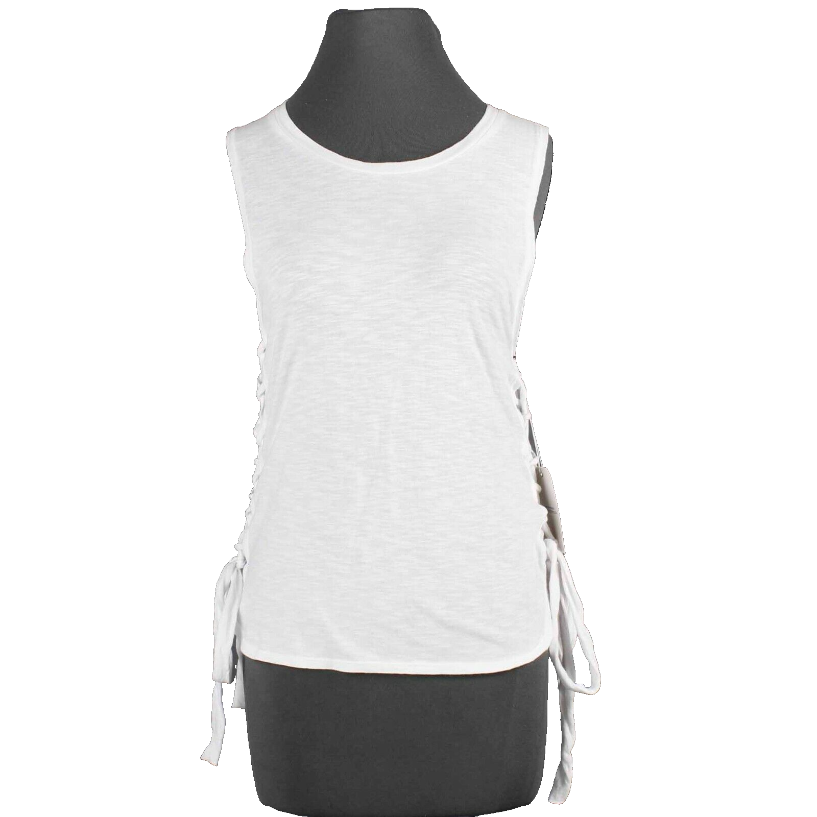 LNA NEW Sz S White Lace Up Side 100% Cotton Knit Top | eBay