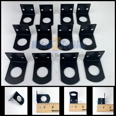 Set of 12 Black Mounting Bracket for 3/4'' Round Light Powder Coated trailer