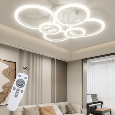 OUQI LED Ceiling Lights, Modern Ceiling Light 6 Ring, 72W 6400LM Flush Mount ...