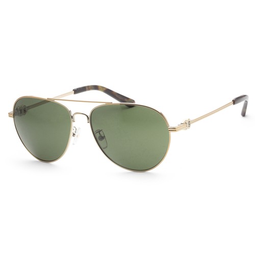 Женские блестящие золотые солнцезащитные очки Tory Burch TY6083-330171-58