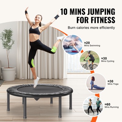 36" Foldable Mini Fitness Trampoline Adults Indoor Exercise Rebounder