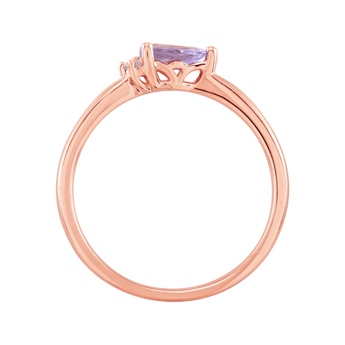 Pre-owned Welry Pear-cut Tanzanite Ring With White Topaz In Rose Gold, Size 7