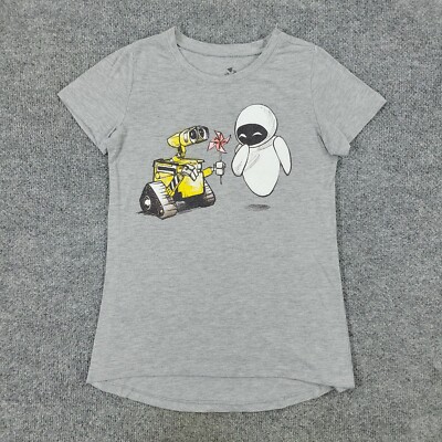Disney Shirt Women XS Gray Pixar Wall-E Movie Graphic Tee Short Sleeve Top Adult