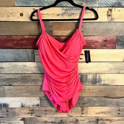 Jantzen Pink Ruched One Piece Swimsuit Size 12