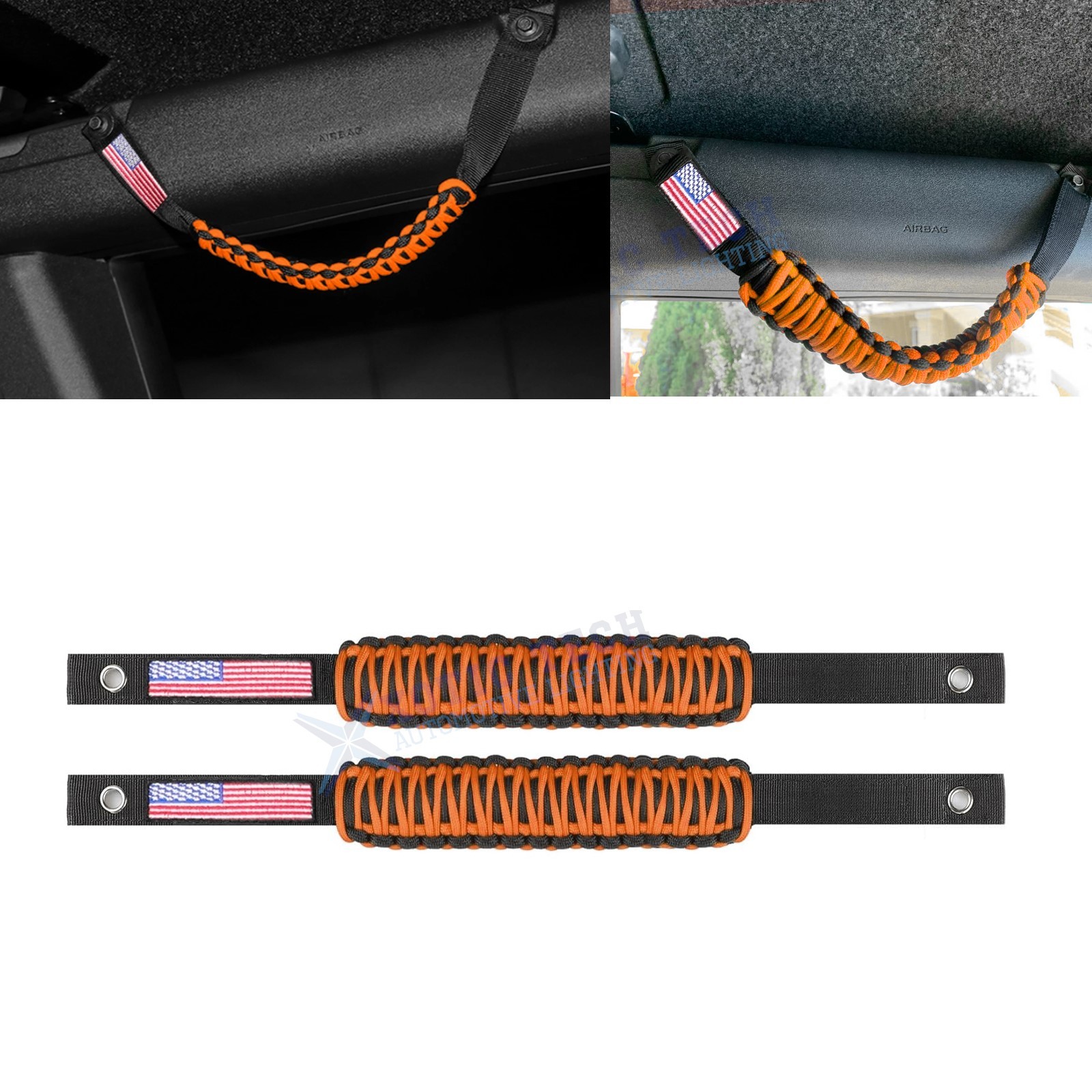 2x Orange Safety Grip Handle Hand Hold Straps For Ford Bronco 2/4 Doors 21-2025