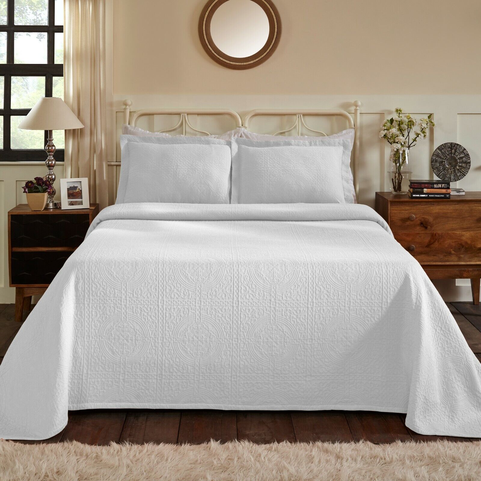 Jacquard Matelasse 100% Cotton Bedspread Coverlet Set with Matching Pillow cases