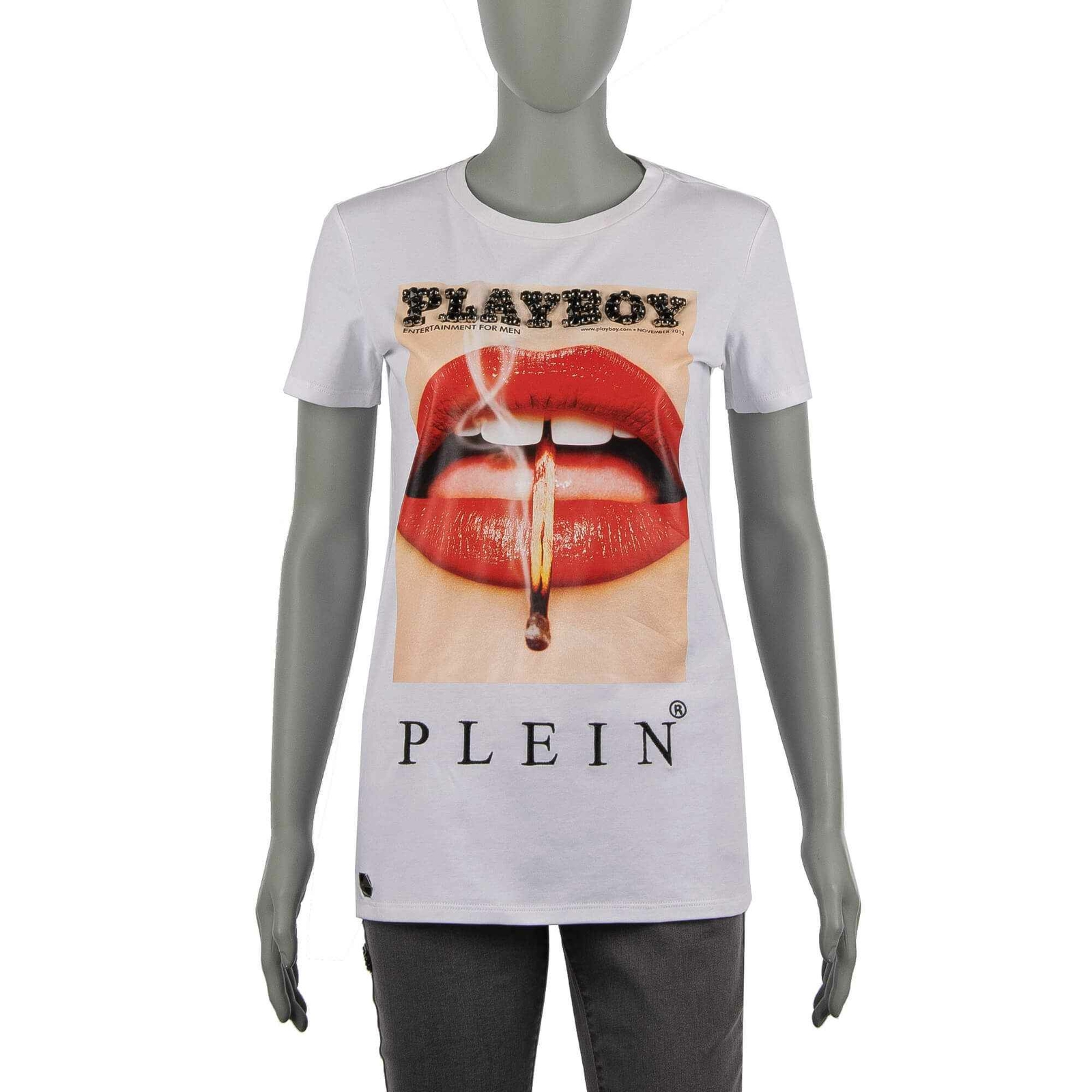 

Футболка Philipp Plein X Playboy Crystals Lips Cover черная 08488, Черный