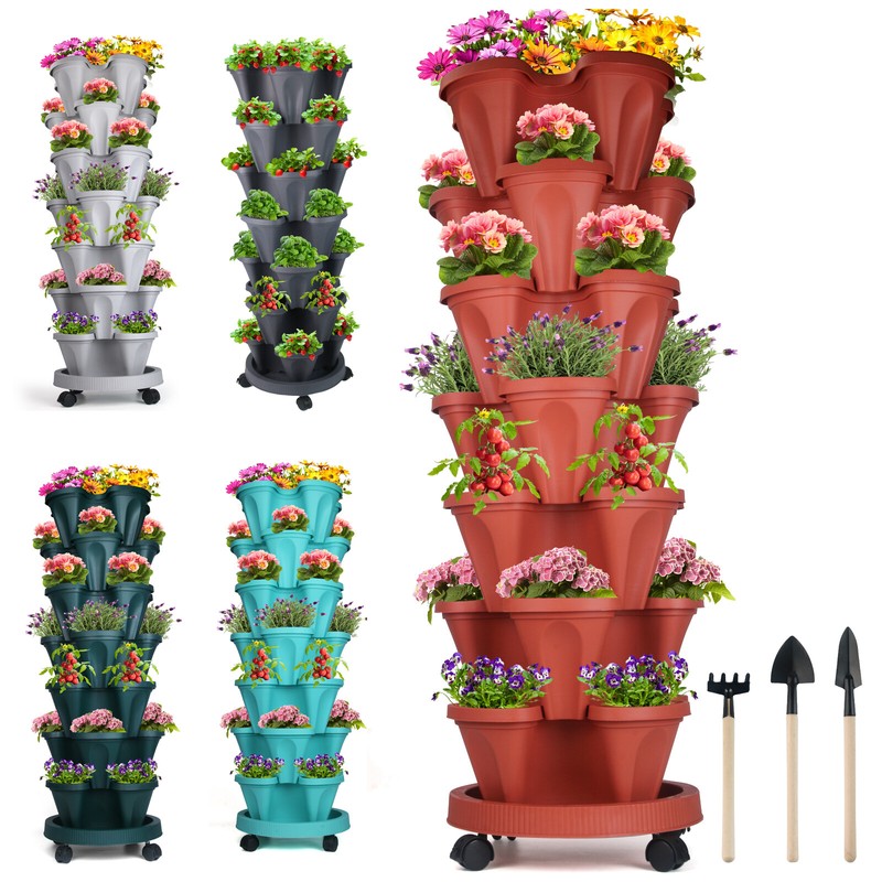 7 Tier Vertical Garden Tower Stackable Planter Herb Flower Veg