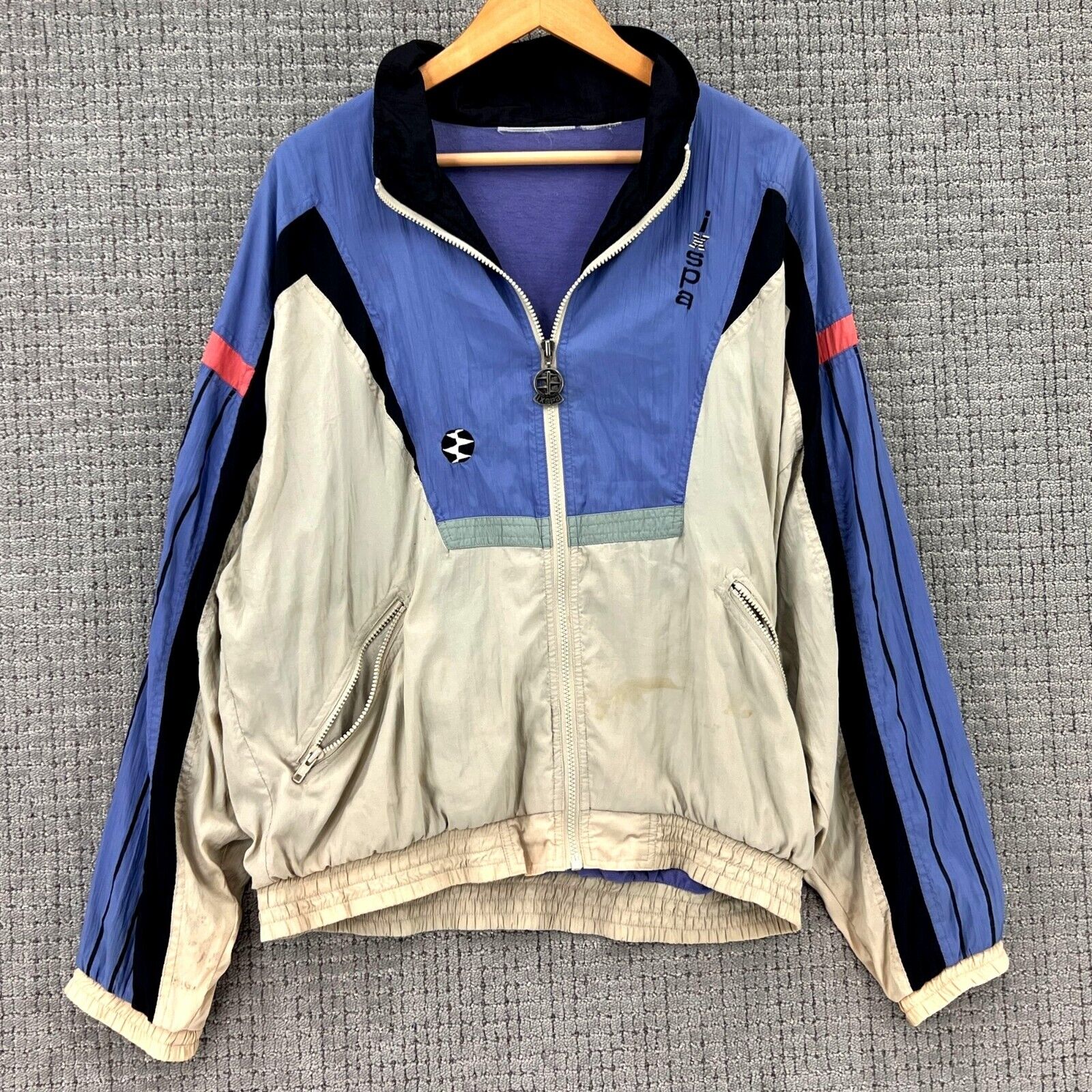 Vintage IXSPA Windbreaker Jacket Womens XL Multicolor Full Vintage IXSPA Windbreaker Jacket Womens XL Multicolor Full