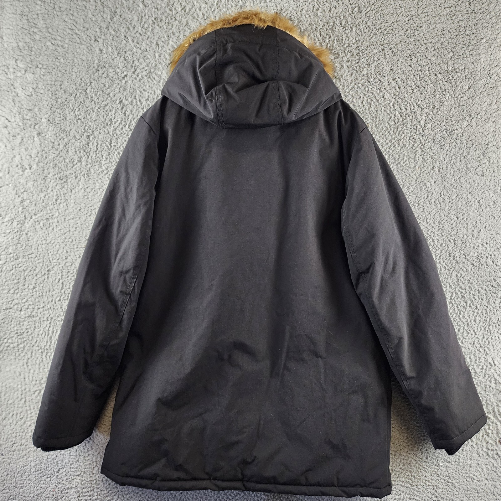 Club Room Parka with a Faux Fur-Hood Jacket Men's M Black Long Sleeve Zip/Snap - Picture 13 of 17