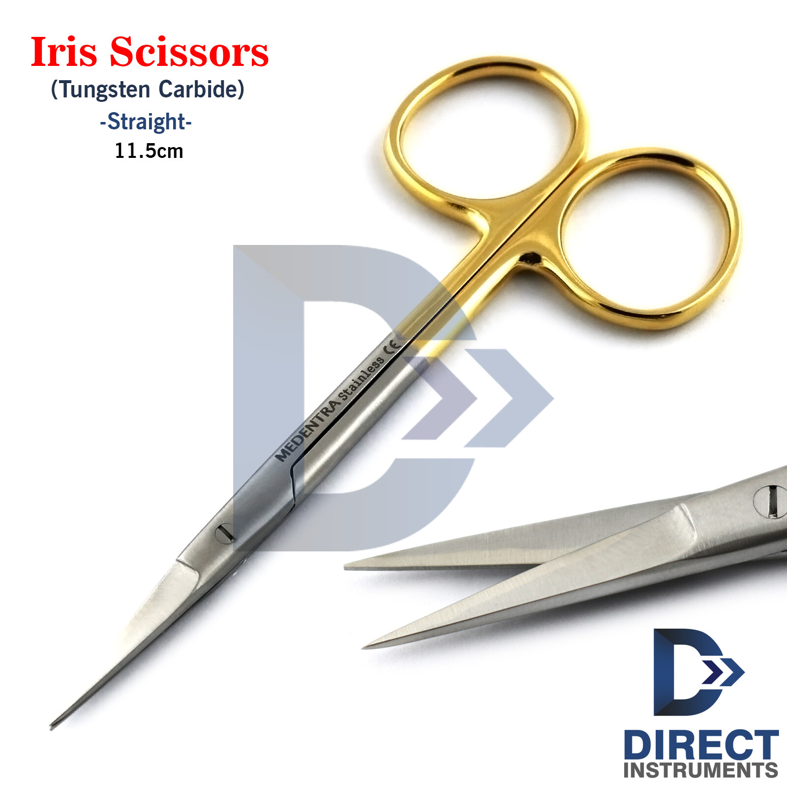 3Pcs Surgical Iris Scissors TC Straight 11.5cm Dental Sharp Tissue