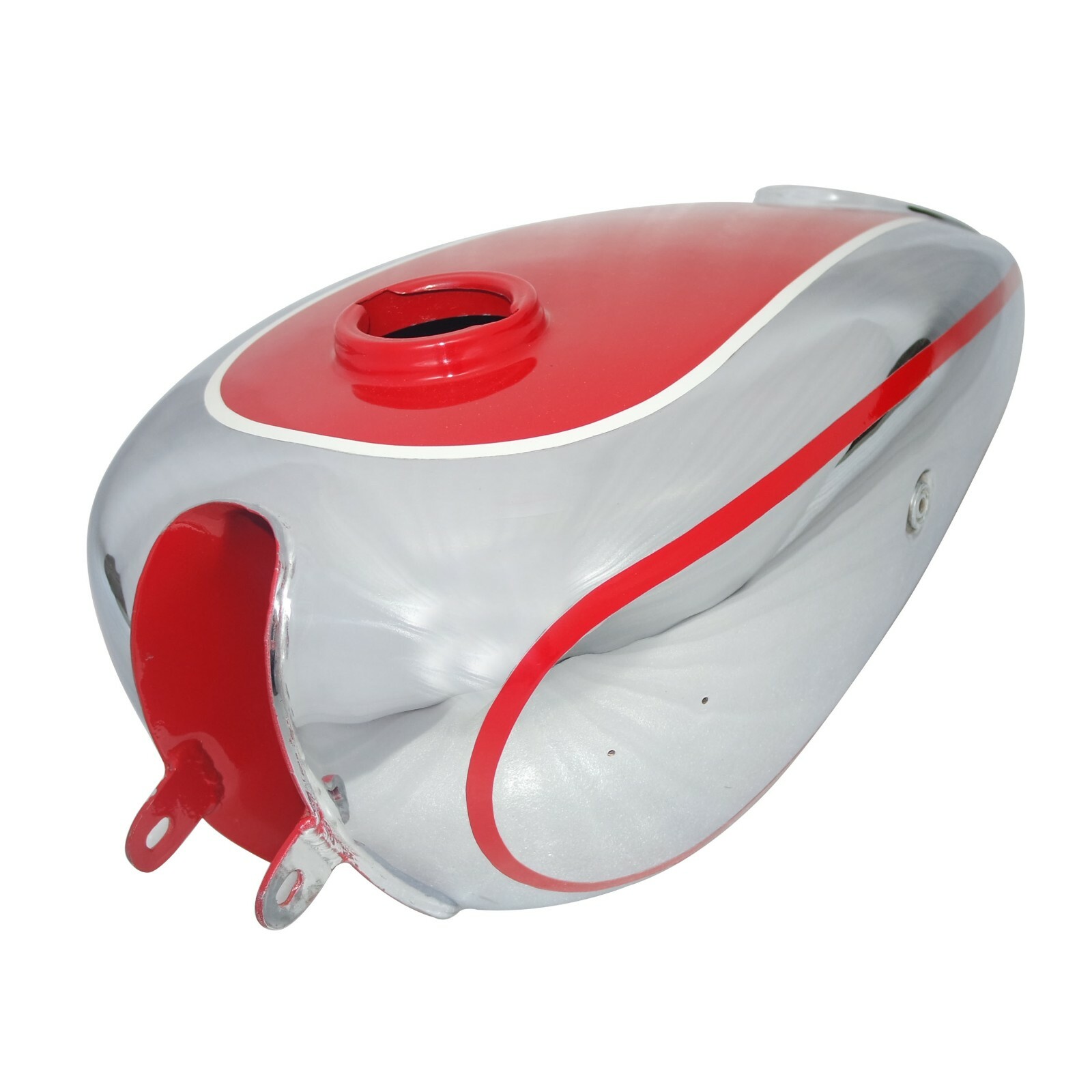 New Horex Regina Petrol Gas Fuel Tank Steel Chrome & Red Small Version  