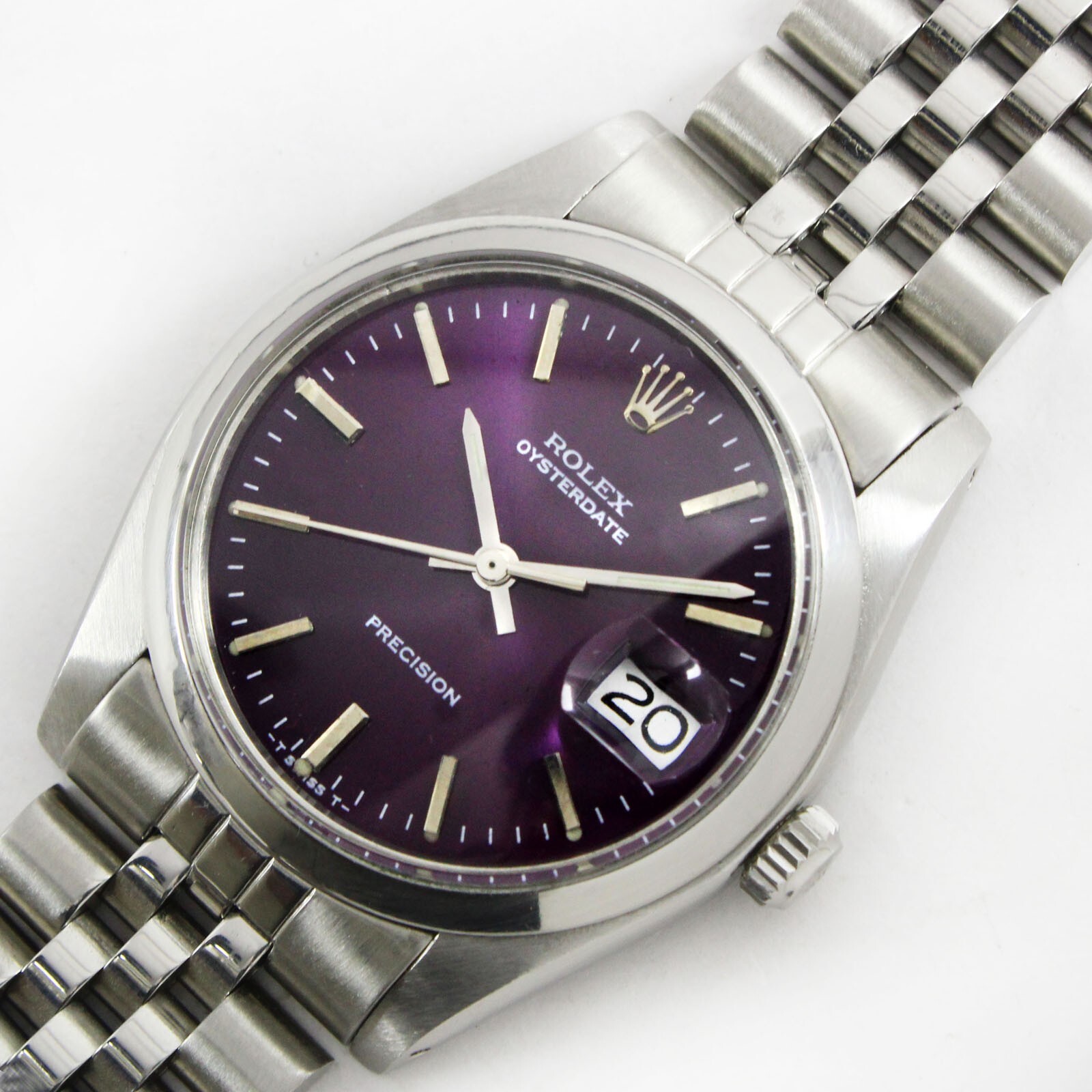 代引き人気 Vintage Rolex Men Purple Sunburst 6694 Precision OysterDate 時計