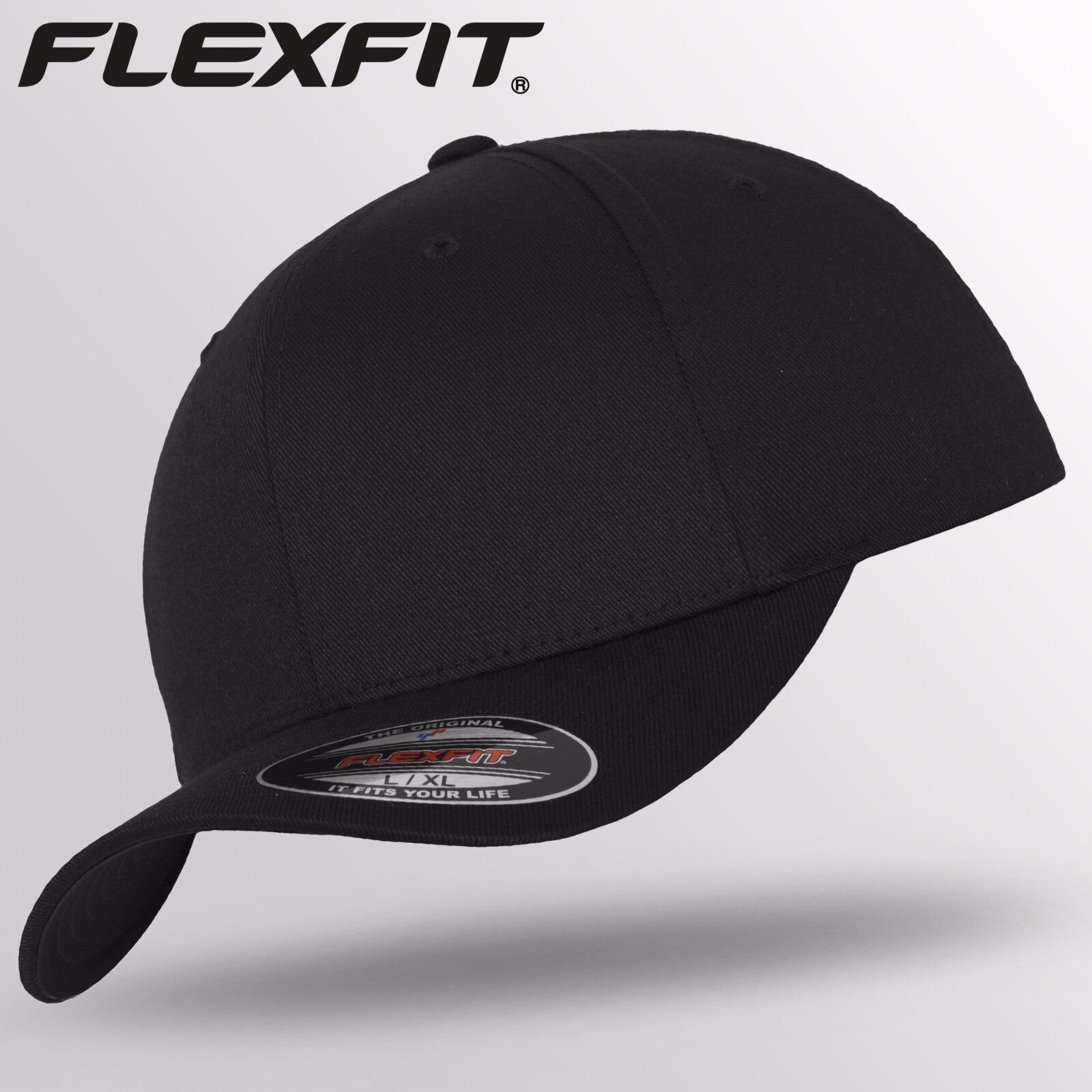 Original FLEXFIT® Basecap Baseball Cap Kappe Wooly Combed 6277 black / black