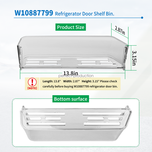 W10887799 Refrigerator Door Shelf Bin For Whirlpool KitchenAid JennAir W10887799