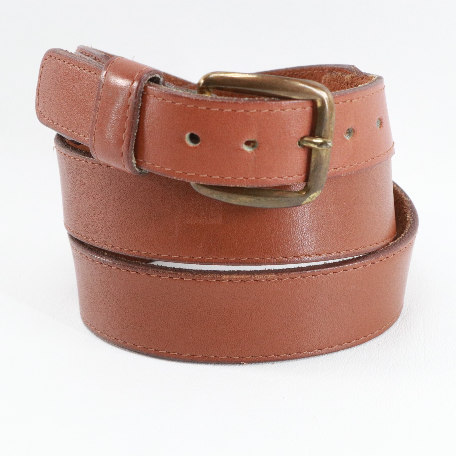 Weathered Leather Belt Men 40 Brown Solid Smooth Adjustable