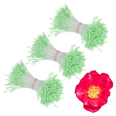 1080 Pack Double Heads Flower Stamen-1mm Flower Pistil for DIY(Emerald Green)