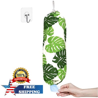Green Wall-Mounted Plastic Grocery Bag Holder Storage Dispen