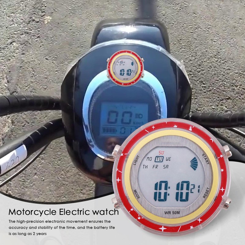 Mini Motorcycle Clock Watch Waterproof Stick-On Motorbike Digital Clock Time