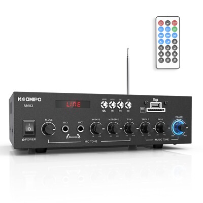 NEW-OPENED BOX NEOHIPO AM02 300Watts Bluetooth 5.0 Class AB Stereo Audio Receive