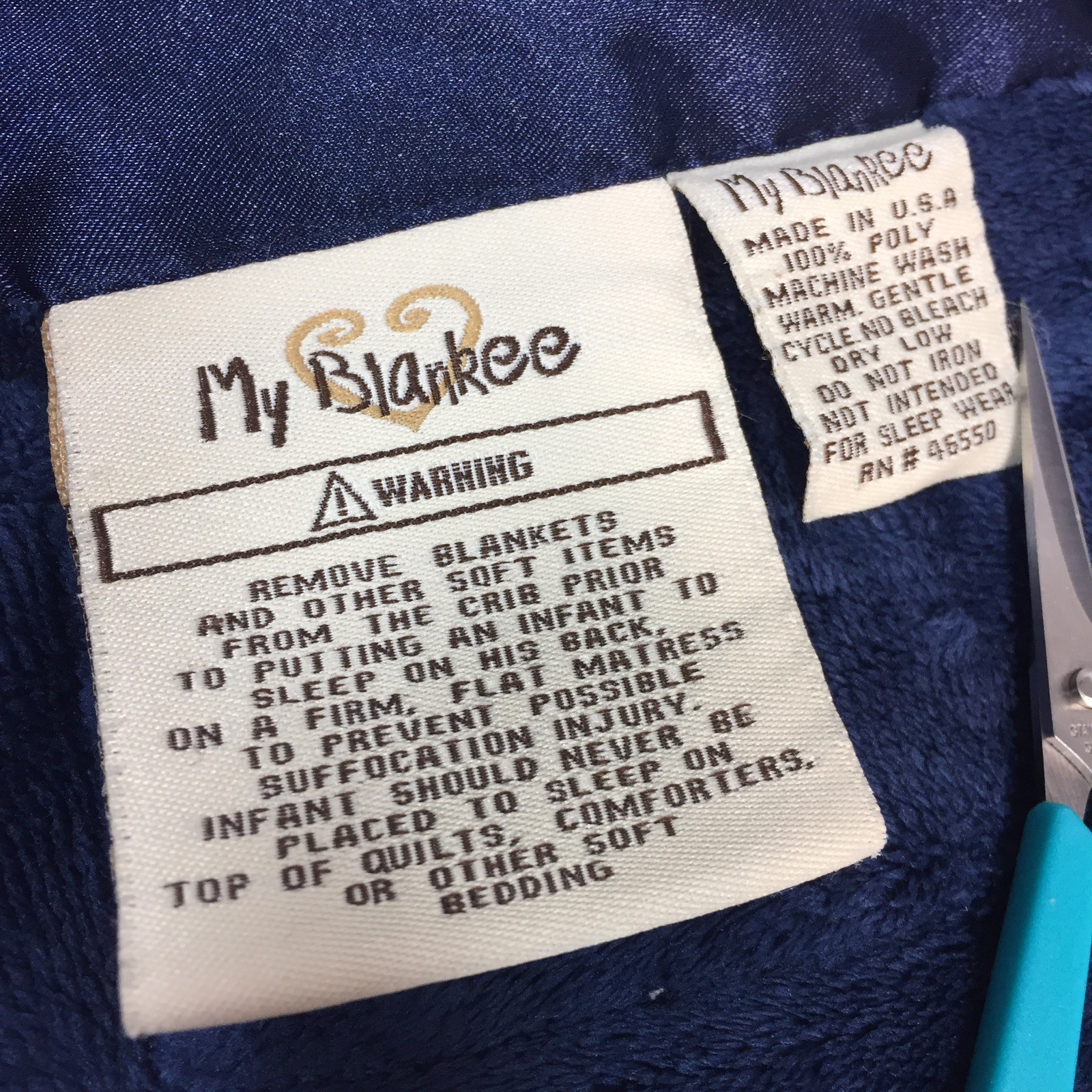 My Blankee Lovey Security Blanket Star Moon Print Navy Blue Baby Soft ST