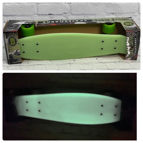 Authentic Street Rebel Glow In The Dark 22 Inch Skateboard Green Wheels NIB