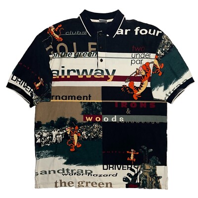 Vtg 90s Disney Store Tigger Woods Tiger Woods Parody Golf Polo Shirt 2XL