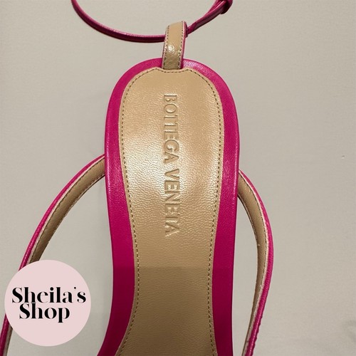 Pre-owned Bottega Veneta Stretch High-heel Ankle Strap Sandals Hollyhock Size 36.5 In Pink