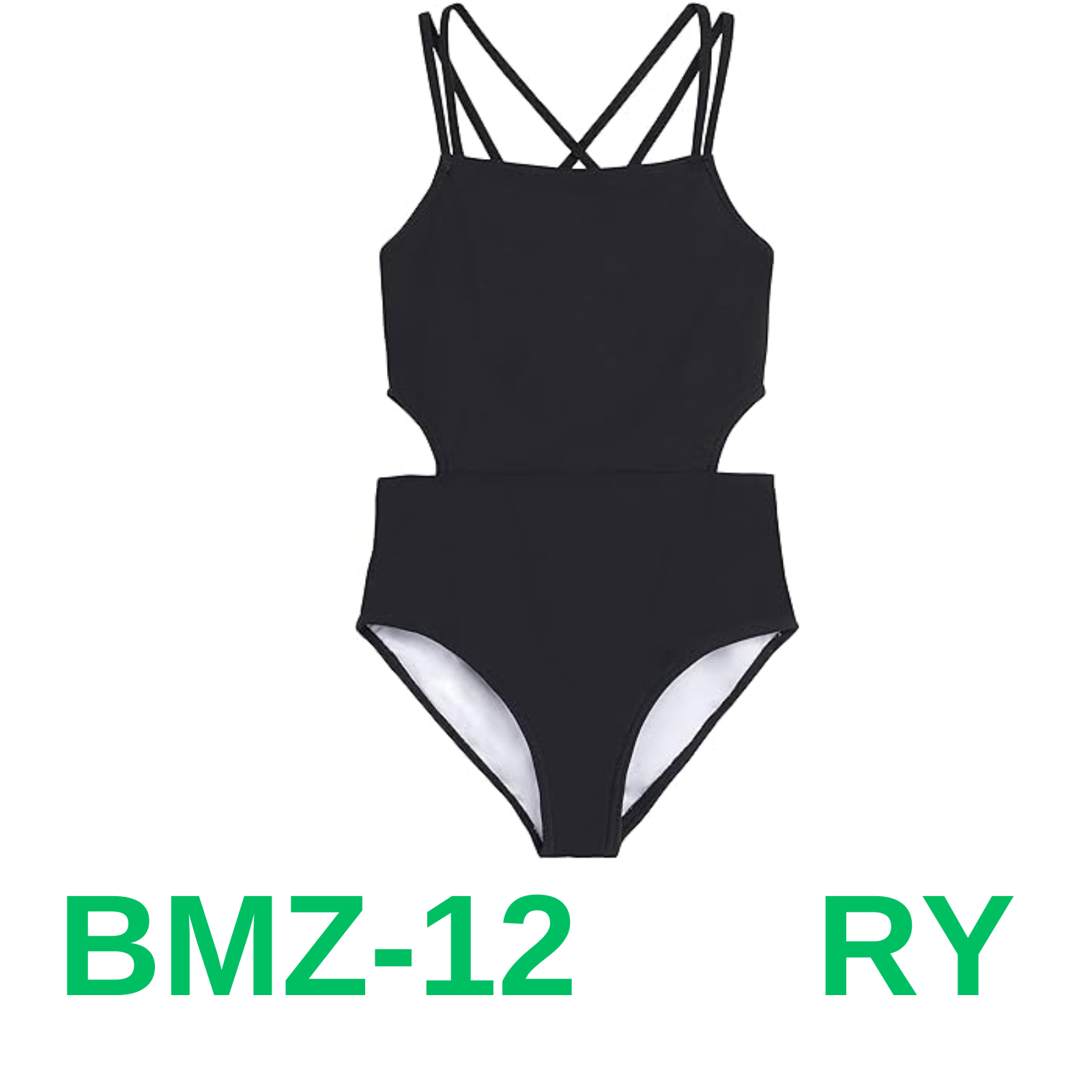 Kanu Surf Girls Beach Girl Sport Cut-Out one Piece Swimsuit Black, 14
