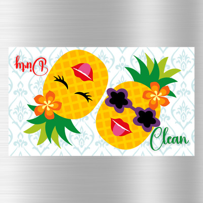 Pineapples Colorful Dishwasher Magnet Clean Dirty Sign Dishes Kitchen Flip Turn