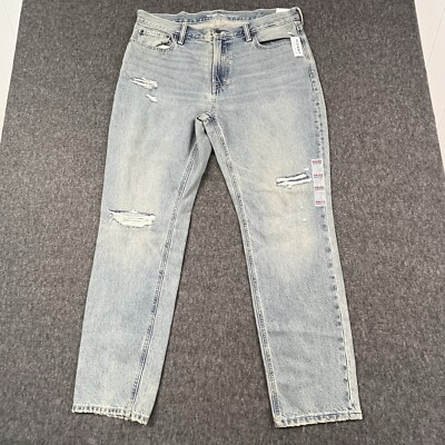 Old Navy Jeans Mens 38x32 Blue Distressed Straight Taper - New