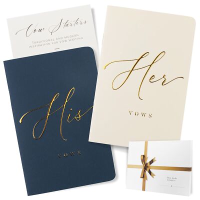 Wedding Vow Book for Her & Him Soft Touch Gold Foil Engraving 28 Lined Pages ...