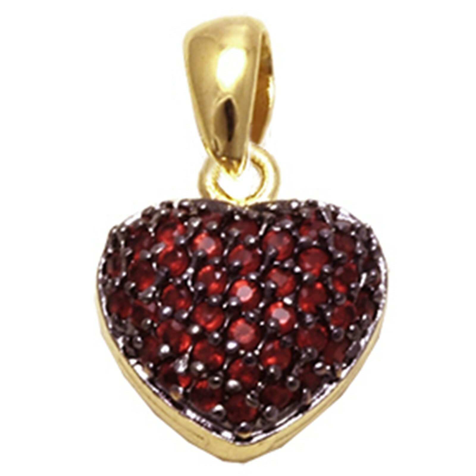 Collier Chaîne Plaqué Or 18 Carats - Pendentif Coeur Ajouré Avec Zircon Rouge - 40-45 Cm - Neuf Avec étiquettes