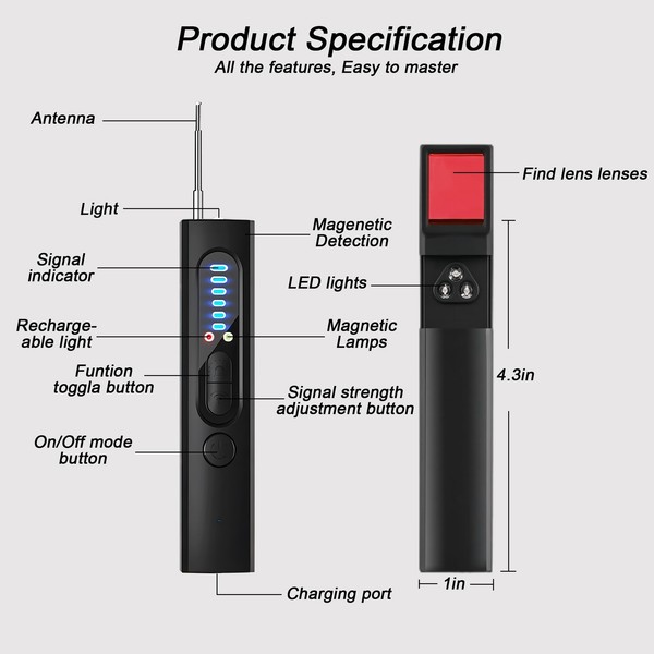 Anti-Spy Hidden Camera Detector Prevent Monitoring Wireless Signal Detectors USA - Image 6