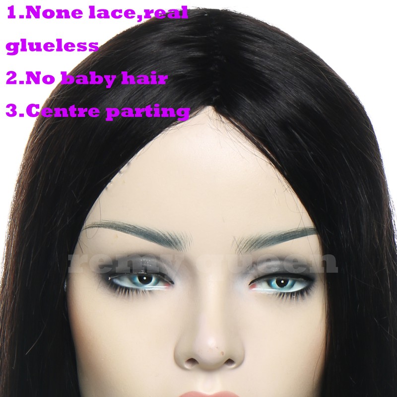 Short Malaysian Virgin Human Hair Full Wigs None Lace Front Wig