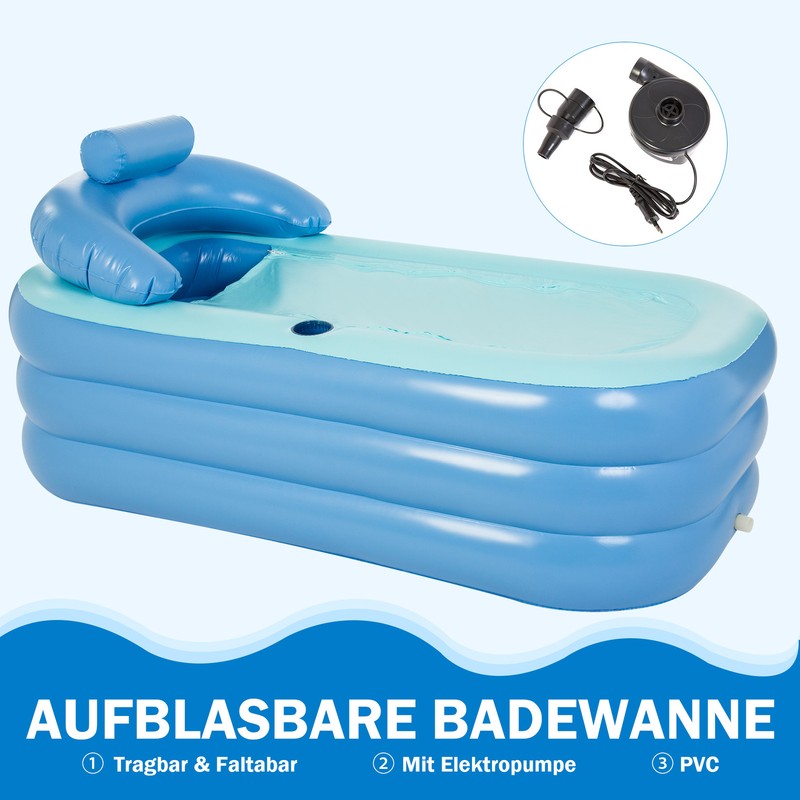 Aufblasbare Badewanne Spawanne Mobil Duschbadewanne mit Elektropumpe Entspannung