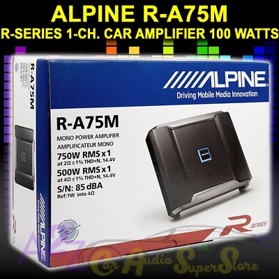 ALPINE R-A75M R-SERIES MONO DIGITAL POWER DENSITY AMPLIFIER 750 WATTS X 1 AT 2 Ω