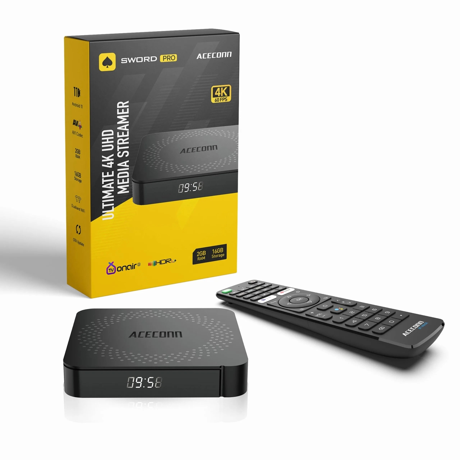 2Pace Sword Pro Android Dual WiFi 4K IPTV 16GB Internet Set TV Box Receiver