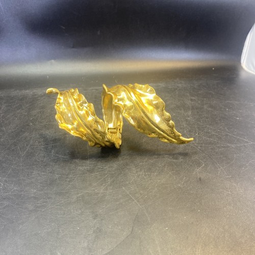 Zara Golden Textured Leaf Arm Band Cuff Bracelet NEW 1856