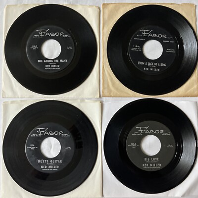 NED MILLER RECORDS - 4 Singles VG+ Classic Country FABOR 45rpm 7''