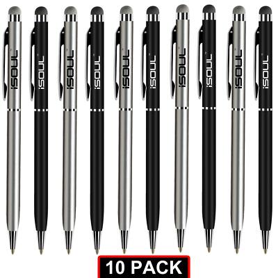 isoul-stylus-10-pack-universal-microfibre-stylus-tip-ball-pen-for-smartphones