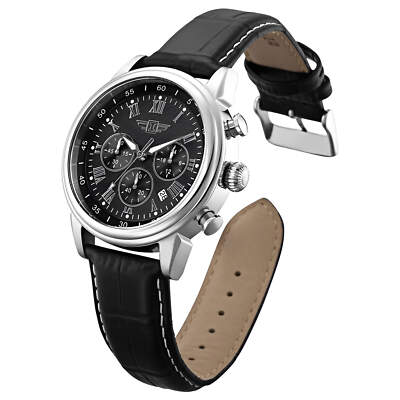 Invicta Men's Watch I by Invicta Chrono Black Dial Leather Strap IBI-90242-001