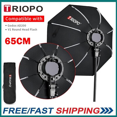 Triopo KX65 Octagon Soft Box 25.6in/65cm with Grid for Godox V1 AD200Pro Flash