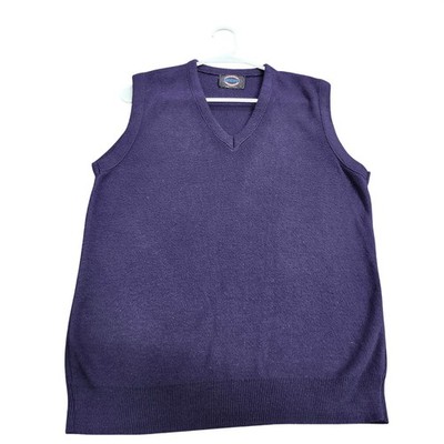 Jantzen Vintage Mens Purple V-Neck Knit Sweater Vest Made in USA Size L 13082