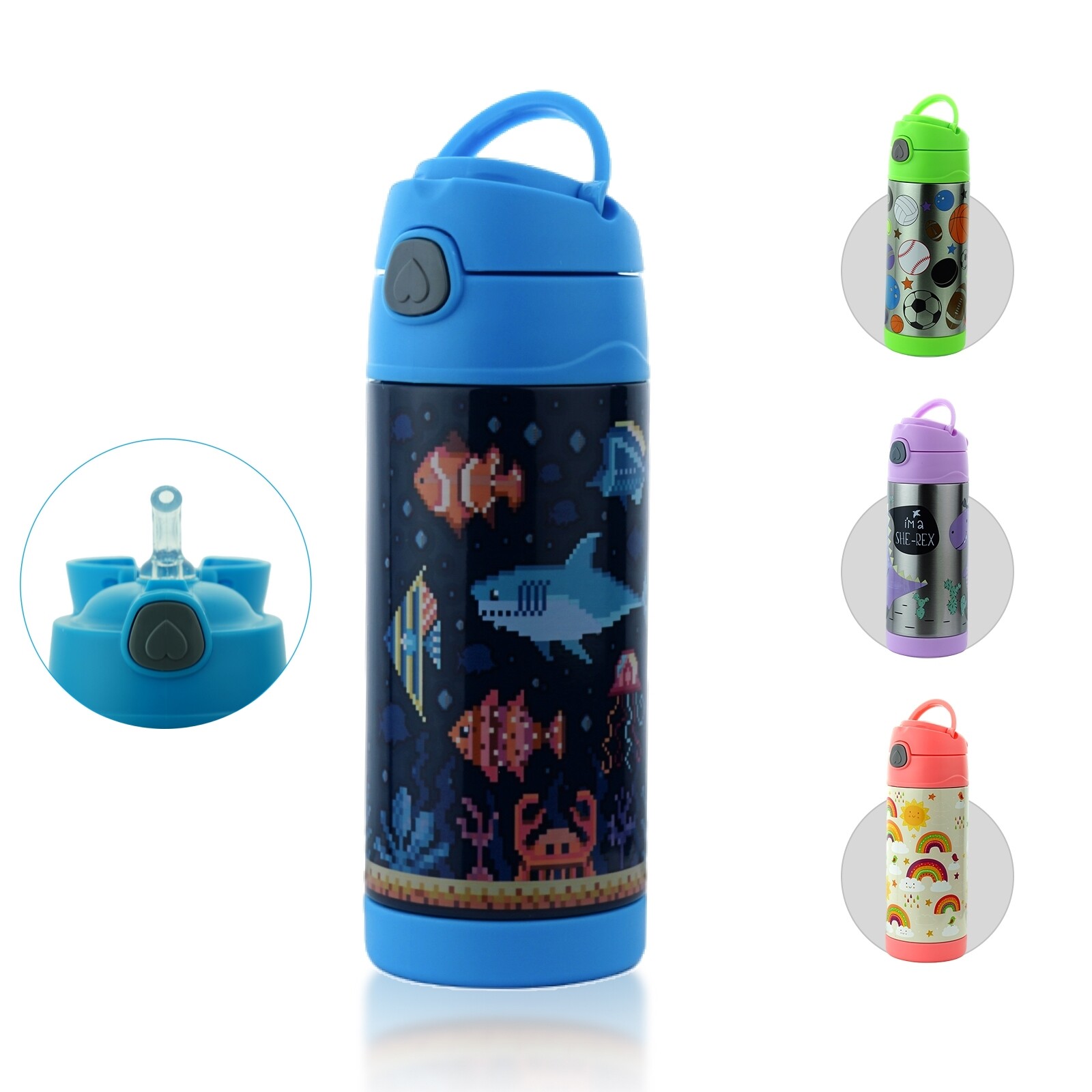 W/ Straw Insulated Stainless Steel Water Bottle Bfa Free