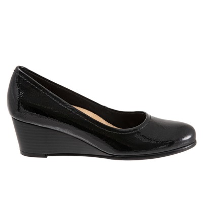 Женские черные узкие кожаные туфли на танкетке Trotters Winnie T1965-005