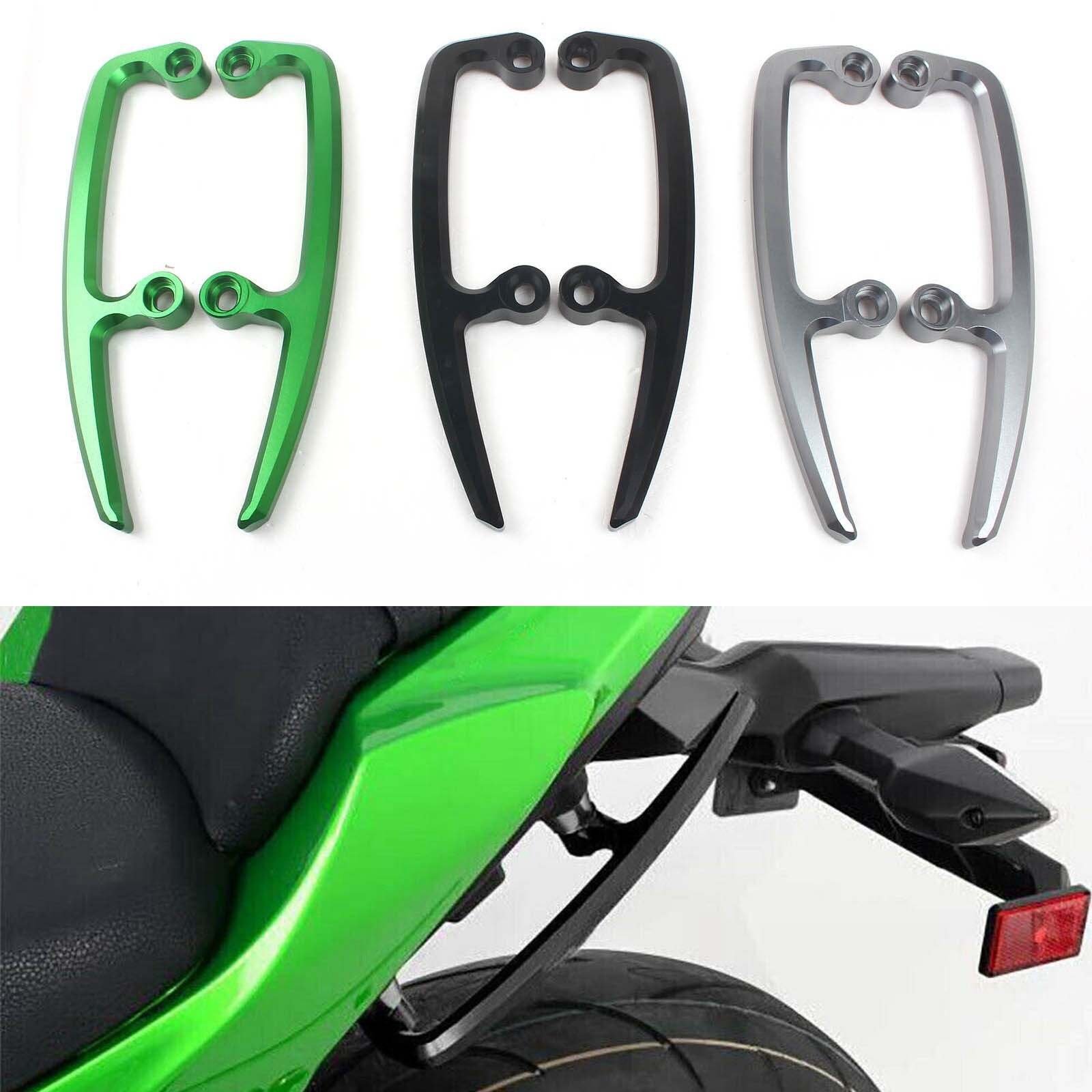 Passenger Rear Grab CNC Aluminium Motorcycle Passenger Rear Grab Bar Rear Seat Rail Kit Compatibel met Z650 17 18(Zwart