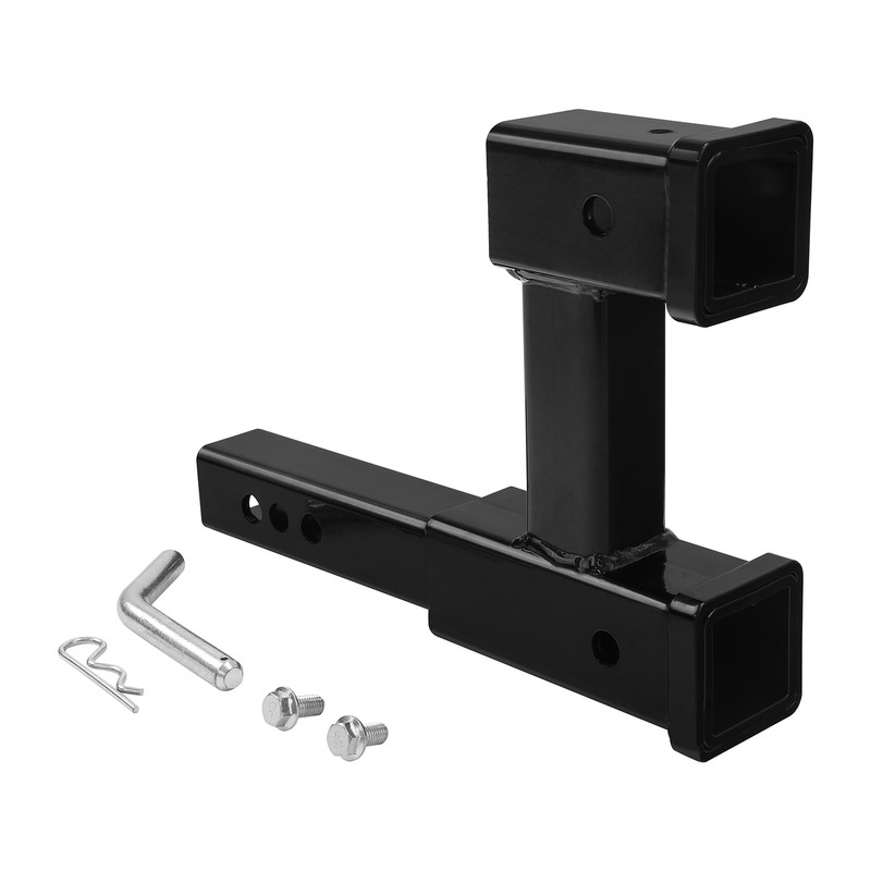 Dual 2" Trailer Hitch Receiver Rise Drop Extender Adapter Tow Truck 4000LB Black