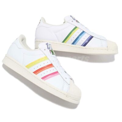 adidas Originals Superstar Pride Leder Turnschuhe Sneaker Weiß Rainbow LGBT