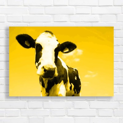 Lazy Cow Enjoy The Serene Sky Yellow Canvas Print Large Picture Wall Art